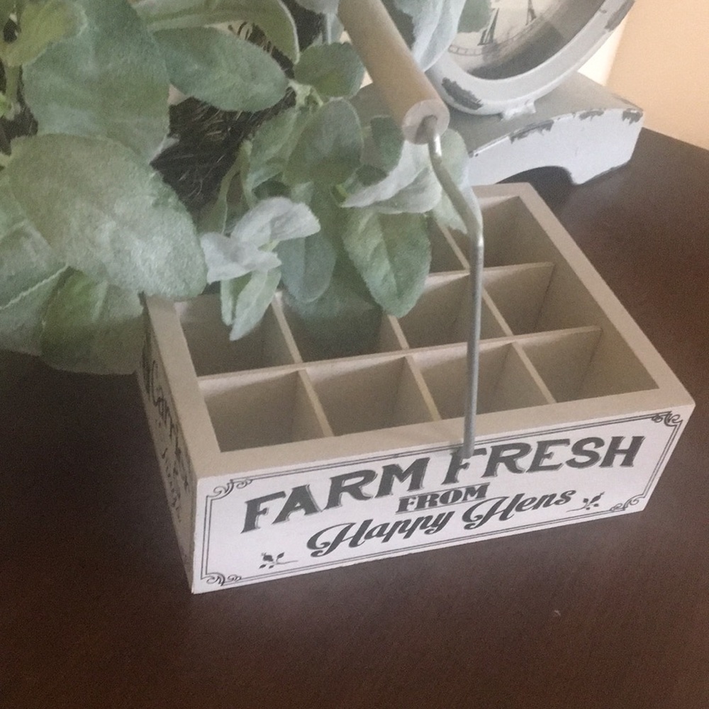 Rustic Modern Farmhouse Hen Egg Carrier Wood Crate - Picture 3 of 5